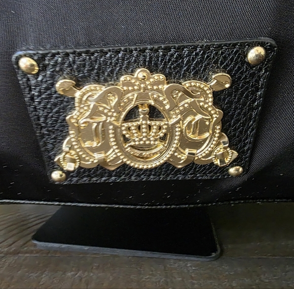 Vintage Juicy Couture Nylon Malibu Black Daydreamer Bag With Leather Trim - Picture 8 of 14